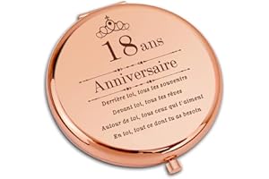 CoCoCherry Anniversaire 18 Ans Fille, Cadeau 18 Ans Fille, Miroir Compact Pailleté avec Double Réflexion, Cadeau Original pour Fille, Miroir Pratique pour Voyage