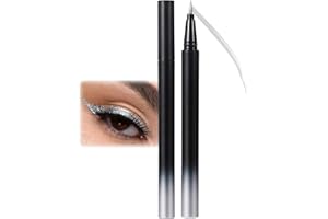 EONFAVE Metallic Glitzer Eyeliner, Silber Diamond Flüssiger Eyeliner, Glitter Liquid Kajal Wasserfest & Wischfest, Silver Metallischer Eye Liner, Hochpigmentiert & Langlebig Kajalstift für Gesicht Körper