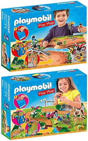 Playmobil Play Map 2pcs. Set 9329 9331 Motorcross + Ponytrip