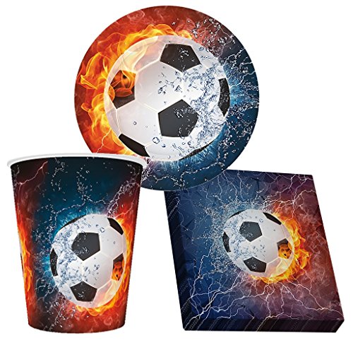 Tischdeko Fußball für 8 Jungs (Teller, Becher & Servietten)