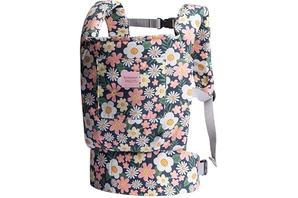 Bebamour Porte-poupée 3 en 1 pour Fille, écharpe de Portage Douce, 100% Coton, Motif Fleurs Vertes