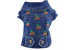 feiling Jeans giacca per cani vintage blu gilet in denim giacca abbigliamento per animali domestici cappotto per cani di piccola taglia media (M)
