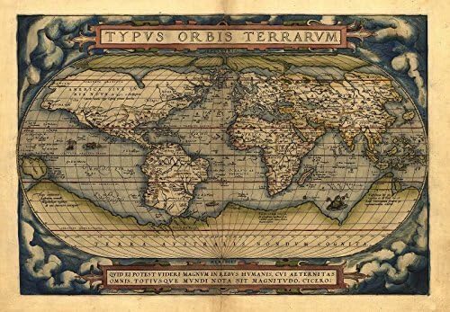 Reproduction Antique Map of The World, by Abraham Ortelius A1 Size 78 x 56 cm