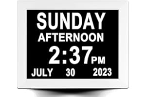 Gsituk 7.85" Digital Calendar Clock for Seniors - 5 Alarms & 3 Medication Reminders with Day/Date Display, High Contrast Screen for Dementia/Alzheimer's Patients (White)