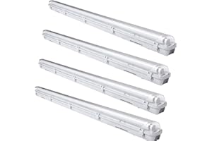 ‎LOSPITCH Lospitch 4 Stück LED Feuchtraumleuchte 24W Wannenleuchte 150CM Kaltweiß 6000K Leuchtstoff lamp Wasserdicht IP65 Werkstatt Beleuchtung 2040LM T8 LED Röhre für Garage Werkstatt Büro Warenhaus