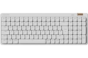 ‎LOFREE LOFREE Flow Lite100 Tasten Low Profile Mechanische Tastatur (Deutsches Layout QWERTZ) - Kabellos Bluetooth/2.4G/Kabel, Swappable mit Specter Linearen Switches, Wiederaufladbar - Für Win&Mac (Weiß)