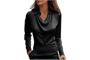 KHIRVWL Camicia Donna Elegante Maniche Lunghe Camicia con Bottoni in Tinta Unita Leggera e Comoda per Primavera, Autunno e Inverno Camicetta da Donna alla Moda Lavoro Tops Blusa Basic Maglietta Shirt