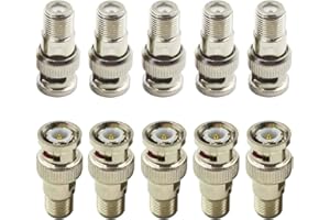 Greluma 10 Pezzi Connettore da F a BNC, da Spina BNC Maschio a F Femmina Jack Adattatore Coassiale 75 Ohm, RG6, Connettore RG59 per Scanner, Fotocamera