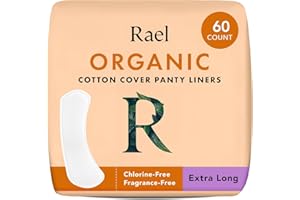 Rael Salvaslip con Funda de Algodón Orgánico - Protegeslips Menstruales, Hipoalergénicos, Sin Fragancia, Sin Cloro, Veganos, Libres de Crueldad (Extra Largo, 60 Unidades)
