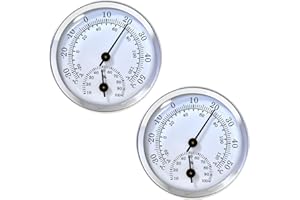 Eupneicu Analoges Thermo-Hygrometer [2 Stück], Analoges Präzisions-Thermo-Hygrometer, Thermometer Hygrometer 2 In 1 Für Das Haus Büro Das Gewächshaus Für Innen Und Außen [Silber]
