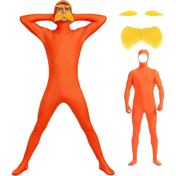 Vifcotlyp Gele snor en wenkbrauwset, lorax-kostuum, nepbaard voor mannen en vrouwen, nieuwigheid voor snor party