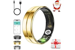Bclsks Gifts Christmas for Women Men Mum Dad,Smart Ring,Health & Activity Tracker,Sleep Monitoring/Blood Oxygen/Motion Tracking,Waterproof & No Subscription Required,Gifts for Mum Her Dad Gold 8