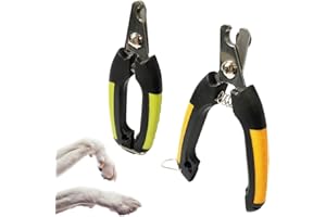 Mondo Idea Cortauñas para perros, gatos, conejos, acero inoxidable veterinario y uso personal con protección y cierre de seguridad (verde)