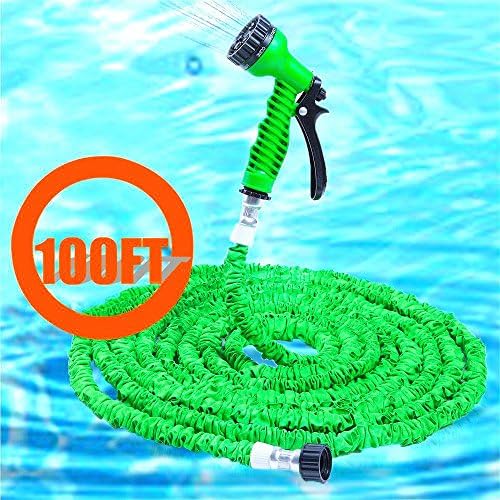 100 FT Expandalble Garden Hose Water Pipe with 7 Professional Modes Spray Gun | Natural Latex Triple Layer Magic Stretch Hosepipe for gardening, recreational vehicles, pools,windows / floor etc.
