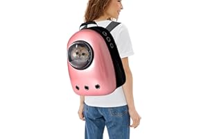 PETCUTE Mochila para Mascota,Transpirable Mochila Transportín Perro con Correa de Hombro Ajustable,Cremalleras Dobles,Bolsa de Transporte de Burbujas para Gato de Perro Pequeños Animales Rojo