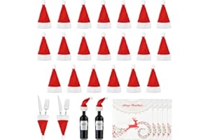 skytowards 20 Pezzi Portaposate Natalizie Mini Cappelli Natalizi Portaposate di Natale Mini Cappelli Decorativi con 20 Tovaglioli Portaposate da Tavola per Coltello, Forchette, Cucchiai(13 * 6CM)