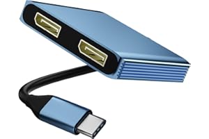 AUKOKIOULA USB C to Dual DisplayPort Splitter Adapter 4K@60Hz, Dual Monitor Adapter for Extended Display with 2 DisplayPort/USB3.0/100W PD Fast Charging, Compatible with MacBook/HP/Dell/Lenovo