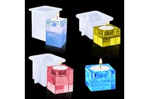 FineInno 3 Pcs Stampi per Resina Epossidica Portacandele Candle Holder Resin Mold Stampi in Silicone Tealight Stampo per Colata Candeliere Creazione di Gioielli