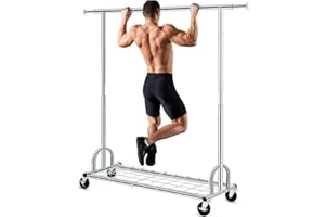 HOKEEPER Kleiderständer mit Einlegeböden, Kapazität 450lbs, Kleiderstange auf Rädern, Tragbarer Garderobenständer zum Aufhängen,Chrome