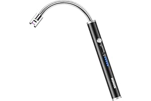 RONXS Electric Lighter, Candle Lighter Electric USB Rechargeable Lighters with Battery Display, Longer Flexible Neck Windproof Plasma Arc Long Lighters for Candles Fireworks BBQ