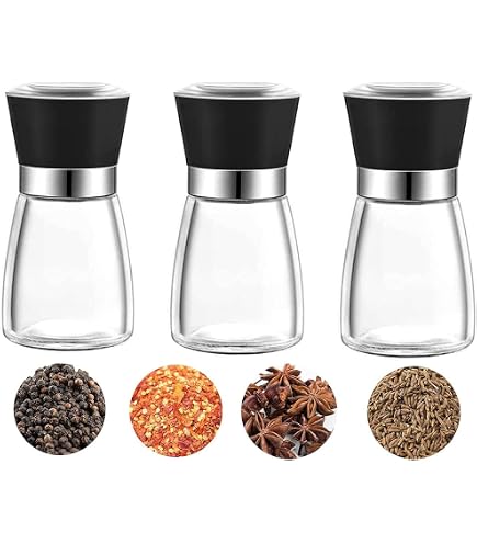 Lot De 8 Moulins à Sel Et Poivre Manuels - Broyeur Céramique Réglable, Acier Inox Et Verre, 180ml, Vide à Remplir