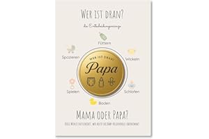 Milaboo® Entscheidungsmünze „Mama oder Papa“ – Goldene Münze (4,5 cm) mit Karte – lustiges Geschenk für frischgebackene Eltern, Baby Shower, Geburt & Familienalltag (Gold)