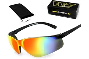 ‎HSE HSE® SportEyes® | UV400 Schutzfilter, HLT® Kunststoff-Sicherheitsglas nach DIN EN 166 | Sportbrille, Radbrille, Sonnenbrille| Brillengestell: schwarz, Brille: DEFENDER 1.0