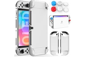 Mooroer Custodia Switch OLED per Nintendo Switch OLED Dockable PC Cover Protettiva Custodia per Nintendo Switch OLED Accessori con Thumb Stick Caps per Nintendo Switch OLED Grips