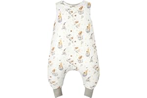 WYTbaby Sacco Nanna Con Piedini 100% Cotone 1 Tog Tutto l'Anno per Bambini 2-3 Anni