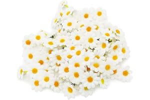BORNFEEL Fiori Margherite 100 Pezzi Fiori Finti Bomboniere Fiore Artificiale Corolla in Seta per Pasqua Tavola Cofano Matrimonio Festa Cerimonia Decorazione 38 x 38 x 20 mm Bianco