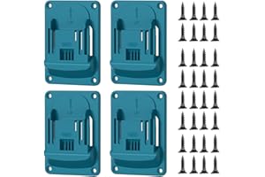 GNHG Supporti per Batteria Makita18V – 4 Pezzi con 40 Viti, Rack per Stoccaggio Batterie, Supports de Batterie da Parete per Utensili Elettrici Makita 18V/20V/40V