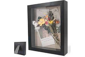 YUDOBLISS Bilderrahmen zum Befüllen, Tiefer Bilderrahmen zum Befüllen 30 x 30 cm, Tiefer Rahmen für Wand & Desktop, 3D Objektrahmen Tiefer 3cm, Geeignet für Dreidimensionale Wanddekoration, Schwarz
