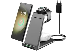 NANAMI Indukcyjna stacja ładująca do Samsung Wireless Charger 3 w 1, kompatybilna z Galaxy Watch 6/5/5 Pro/4/3, bezprzewodowa ładowarka do Samsung S23 S22 Ultra S21 Z Flip Fold 5 4 3 Galaxy Buds
