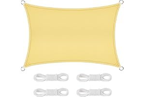 AFXXE Voile d'ombrage, 3x2m Toile Ombrage Imperméable, Voile d'ombrage Rectangulaire offre Une Protection Contre Les UV. Voiles d'ombrage Pour Patio Sont Souvent Utilisées Pour Les Les Jardins (Beige)