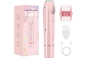 ‎BRIGIN Intimrasierer für Frauen, 2-in-1 Dual Head Shaver Rasierer mit USB-C-Laden, Damenrasierer Elektrisch für Gesicht, Beine und Arme, Rasierer Damen mit Wasserdichter Trimmerkopf, Leicht zu Reinigen