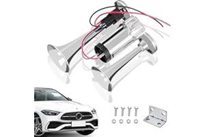 Vmxlso Air Horn 12v 600 DB, 12v Air Horn with Compressor, Double Tube Train Horn, Dual Trumpets, Super Loud Car Horn for Truck, Car, Van, Train, Silver