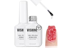Vishine Lot de 2 x 16mlDissolvant Vernis Semi Permanent - Remover Gel Retrait Rapide pour Vernis Gel (3-5 Min) Sans Trempage ni Foil