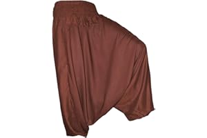 PANASIAM Pantalones Aladino Unicolor | Pantalones Bombachos Pantalones Hippie Pantalones cagados Unisex | 100% Viscosa Natural - Suave y Ligero | Comercio Justo