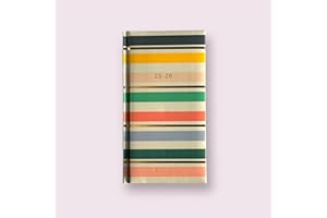 SHINEONE Premium Slim Hardback Academic Diary 2025-2026 WTV Paper Week to View Mid Year Slimline Hardback Fashion Cover Diary, Planner (Stripes)