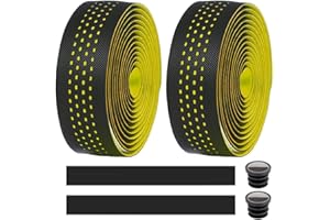 MOCNT 2 Rouleaux Ruban de Guidon de Vélo Guidoline Vélo Route Cuir Respirant EVA PU Antidérapant Absorbant Les Chocs Confort Bande Aadhésives avec Bouchon d'extrémité
