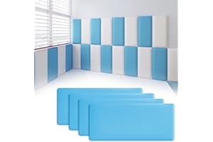 jackfru Pannelli da parete 3D, anti-collisione, softpack, per asilo, autoadesivi da parete, softpack, per cameretta dei bambini (blu, 4 pezzi)