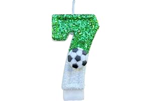 DazzJoy Fotbollsljus 7 Årsdag Pojke Deko, Fotbollsfödelseljus Siffror 7, Födelseljus Pojke 7 År, Siffrorljus 7 Grön (ca. 7,2