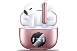 GODYSE Cuffie Bluetooth,Auricolari Bluetooth 5.3 con 4 Mic Cuffie Wireless Bluetooth 40H LED Display ENC Cancellazione Rumore HiFi Stereo Touch Control IP6 Impermeabili Cuffie Wireless per Android iOS Rosa
