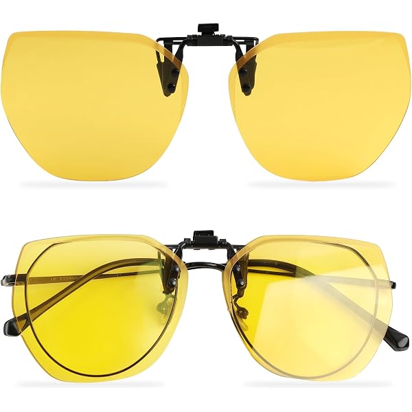 Clip Occhiali Da Sole Polarizzati Guida Notturna - Lenti Gialle Antiriflesso, Clip-On Universale In Metallo E TAC Da Uomo E Donna, Perfetti Per Pesca E Attività Outdoor - 2