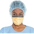 Halyard Health 48247 Fluidshield Level 3 Surgical Mask with So Soft Lining, Anti-Glare Wraparound Visor, Fog-Free, Orange (4 Boxes of 25, 100 Total)