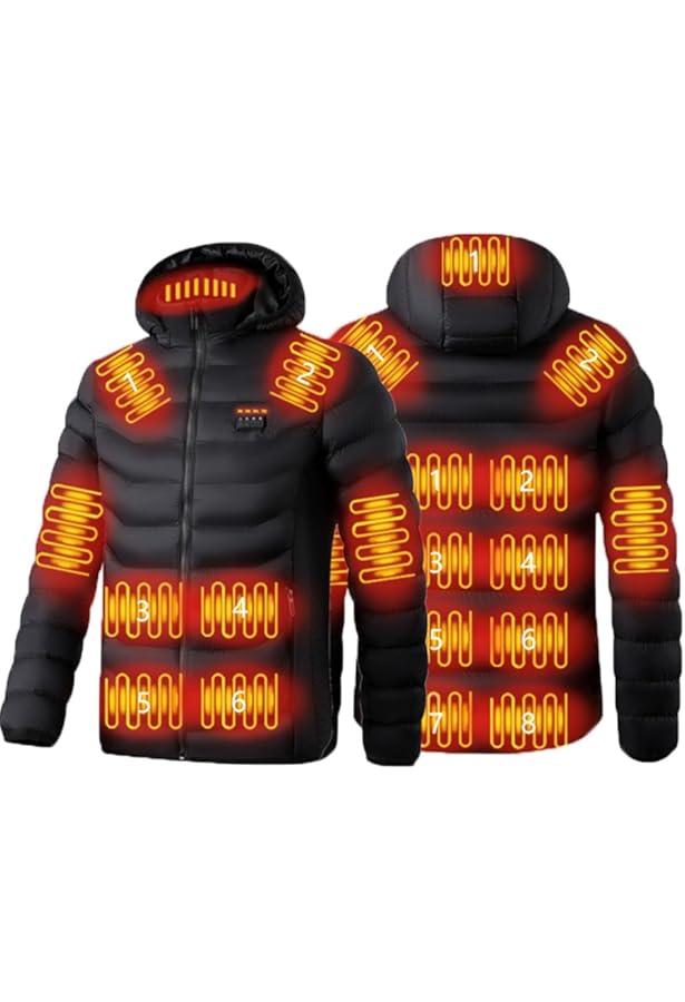 Verwarmde Jas Voor Heren En Dames, USB Elektrisch Verwarmde Donsjas, 19 Verwarmde Zones 4 Instelbare Temperaturen, Wasbaar Warm Vest Kleding Winterjacht Motorski(4XL