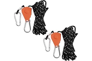 EMPEROCH 2 Pcs Reflective Tent Guy Ropes, 4mm Tent Guy Line Heavy Duty Guide Rope, Outdoor Tent Guide Rope with Locking Carabiner Clip, Aluminum Adjuster for Hiking Outdoor Camping Awning Tents 4M Black