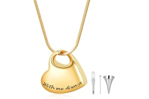AIWENXI Heart Urn Necklace for Ashes with Me Always Keepsake Memorial Pendant Cremation Jewelry for Women Men