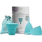 Edicare, Menstrual Cup, Includes Two Cups, 1 Sterilizer and a Carry Bag, Medical Grade Silicone, Soft, Reusable and Washable