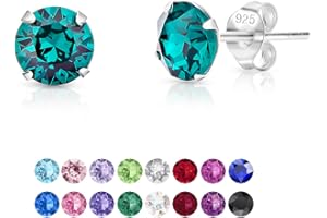 DTPsilver® Boucles d'Oreilles Femme Argent - Swarovski - Clous d'Oreilles - Boucle d'Oreille Homme Argent - Swarovski Femme - Boucles d'Oreilles Argent - Clou Oreille Argent Femme - Diamètre: 6 mm